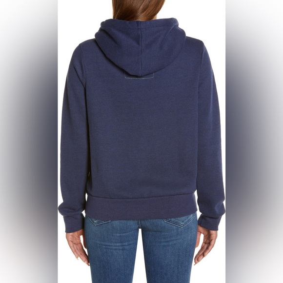 Unisex Aviator Nation 5 Stripe Zip Hoodie in navy Size Medium - Picture 2 of 11